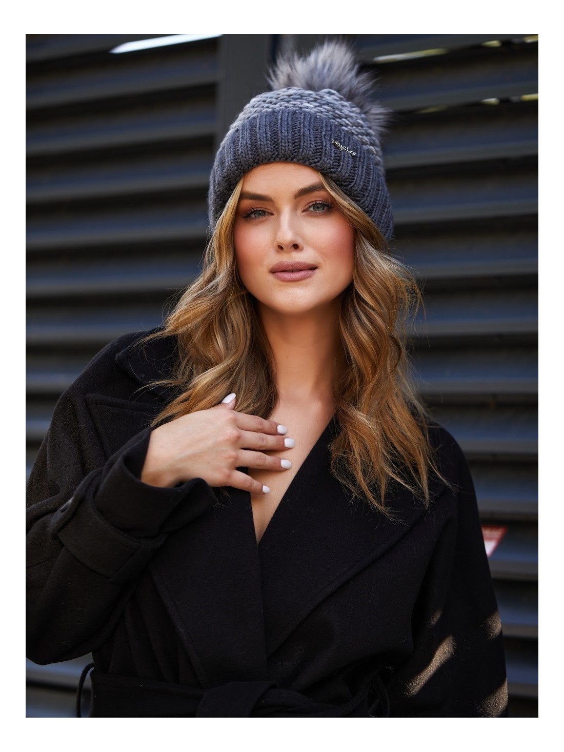 Dark gray winter hat with ribbing C11 - Online store - Boutique